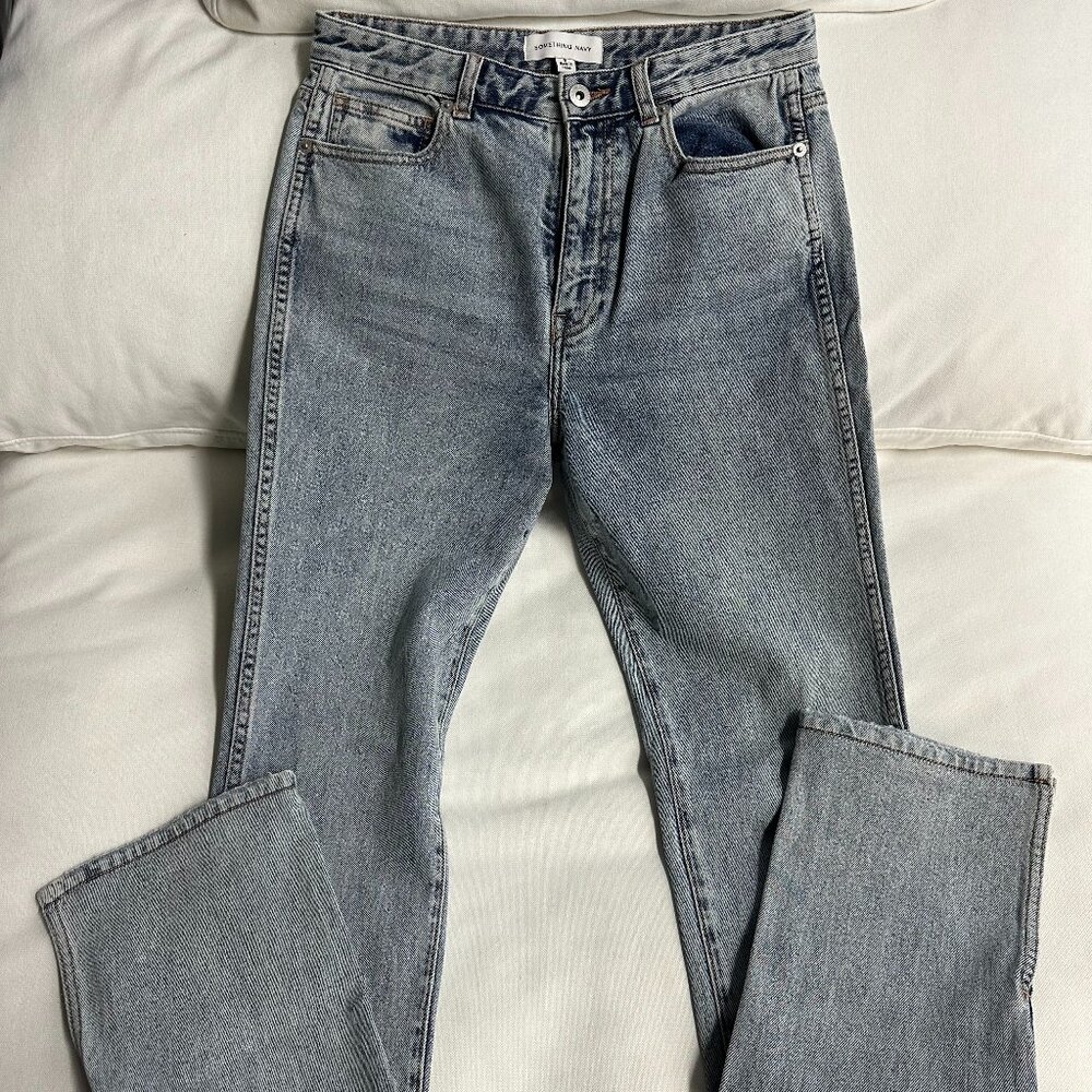 Something Navy Flare Jeans with Slit
